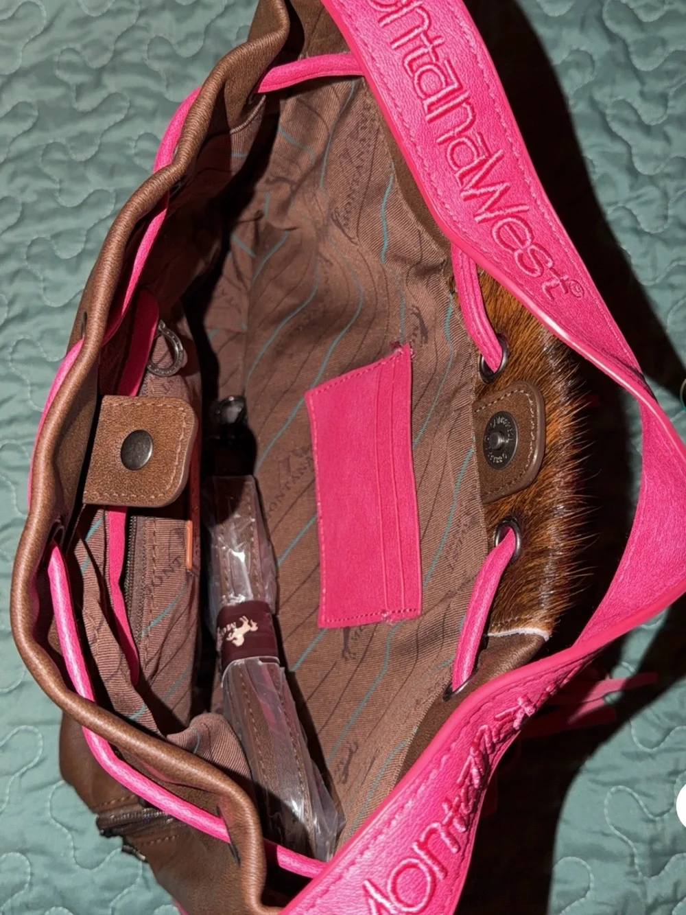 Montana West Women’s Brown Haircalf Bucket Bag concealed carry